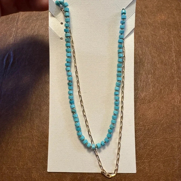 Panacea Cache Jewelry - Panacea Turquoise beads Layered Necklace gold tone